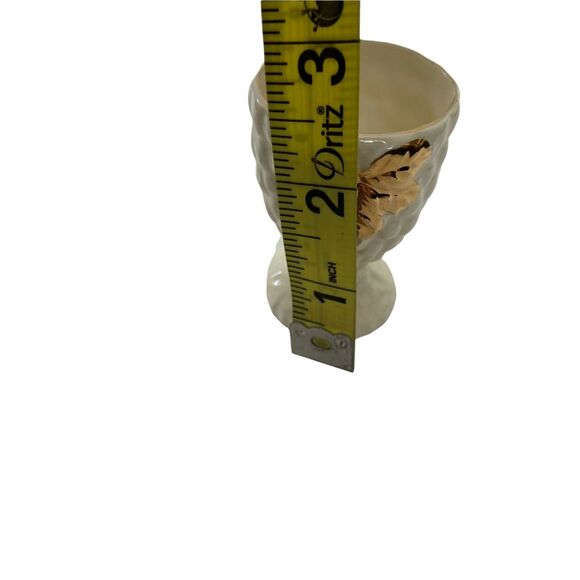 Egg Cups Vintage Japan Cream With Gold Leaves Thin Porcelain Set Of 3 2.5"x1.5" - Picture 8 of 15